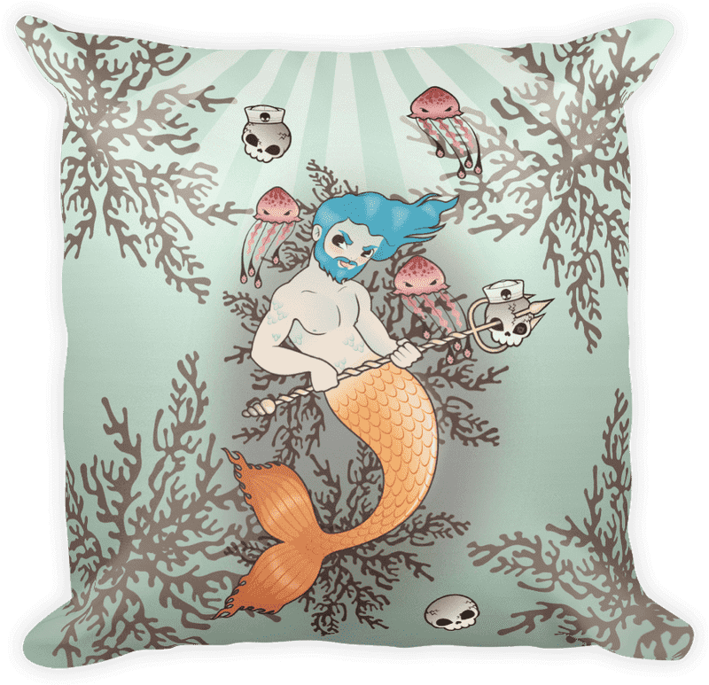 Whimsical Mermaid Pillow Cushion Adventure PNG
