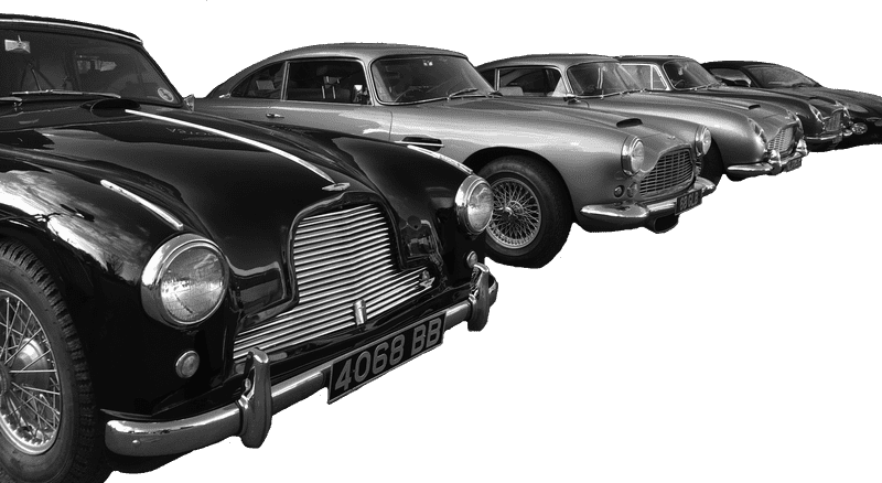 Classic Car Collection in Stunning Black and White PNG