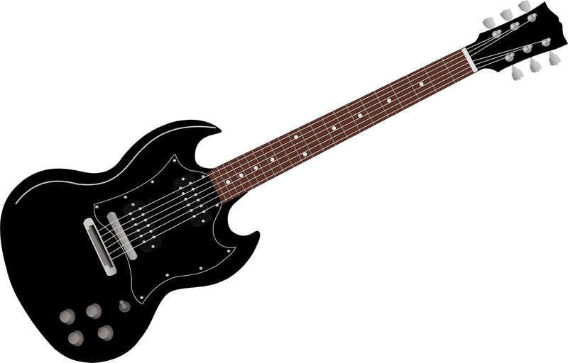 Sleek Black Electric Guitar with Stylish Design PNG