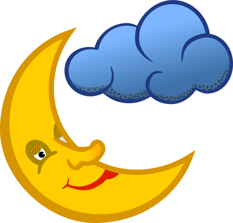Smiling Moon Behind a Playful Cloud PNG