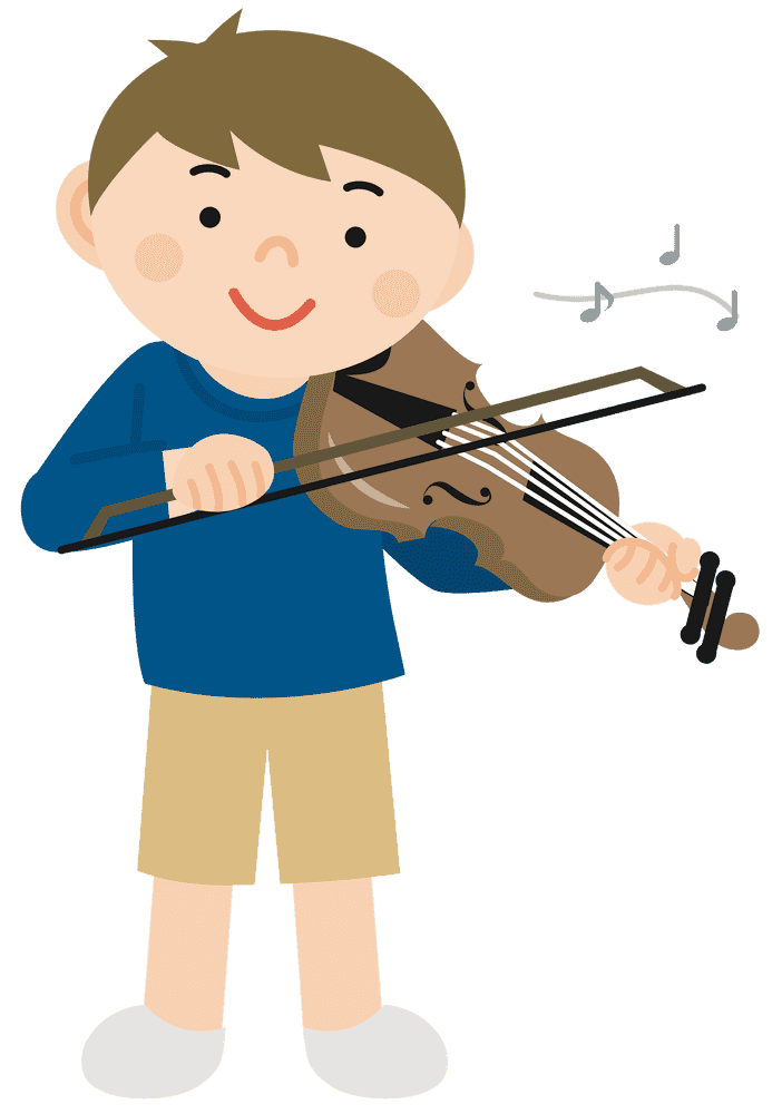 Joyful Boy Playing the Violin PNG