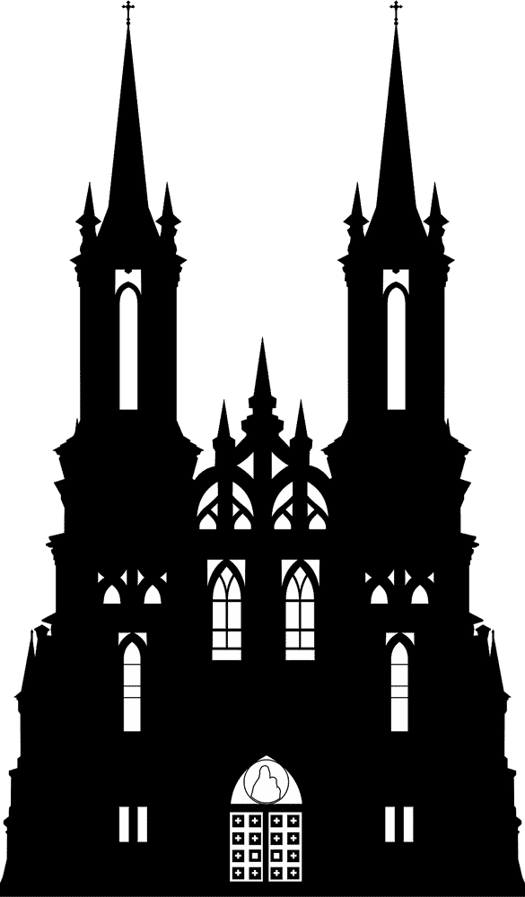 Majestic Gothic Cathedral Silhouette PNG