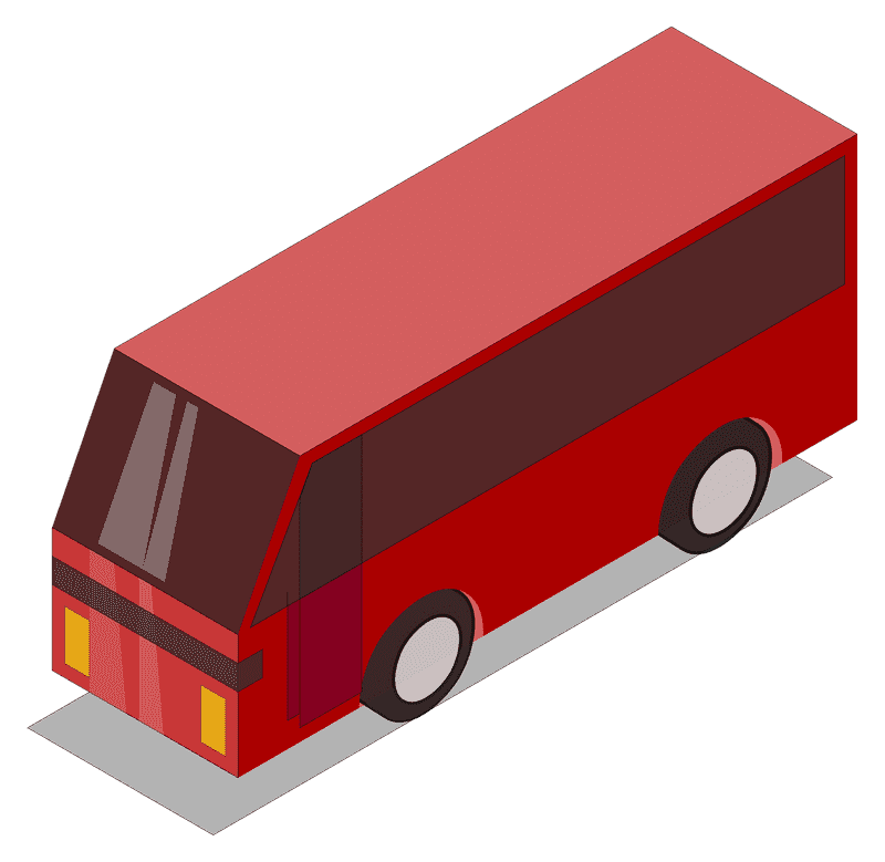 Stylish Red City Bus on the Road PNG