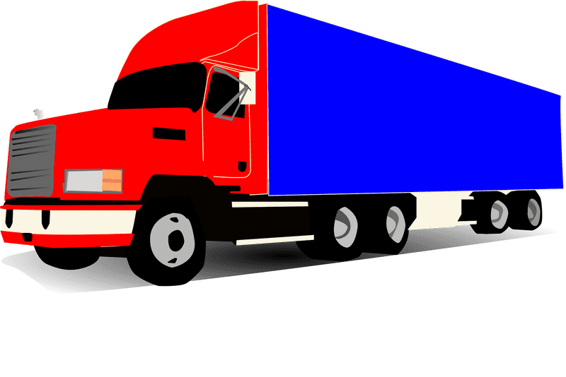 Vibrant Red and Blue Delivery Truck Design PNG