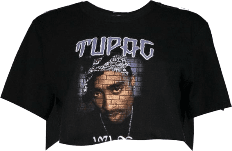 Tupac Tribute Black Cloth Crop Top PNG