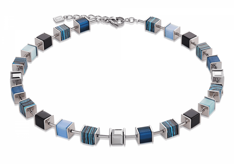 Blue Serenity Puzzle Cube Necklace PNG