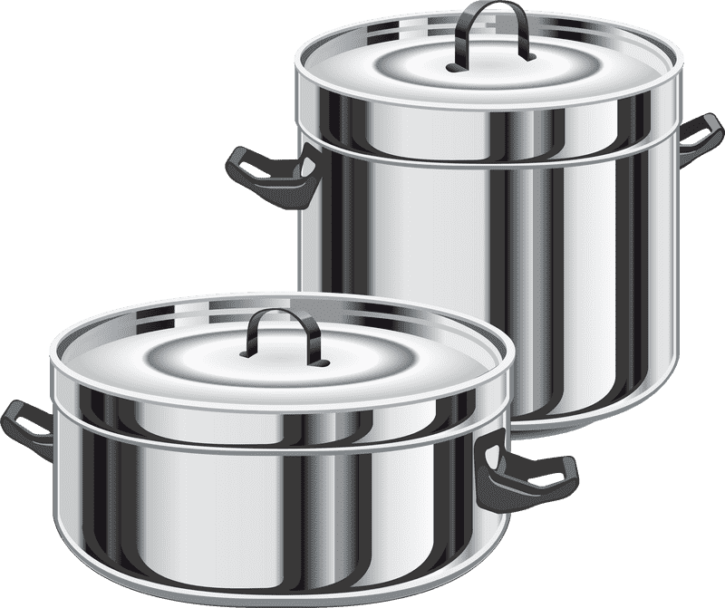 Shiny Metal Plant Pot Duo PNG