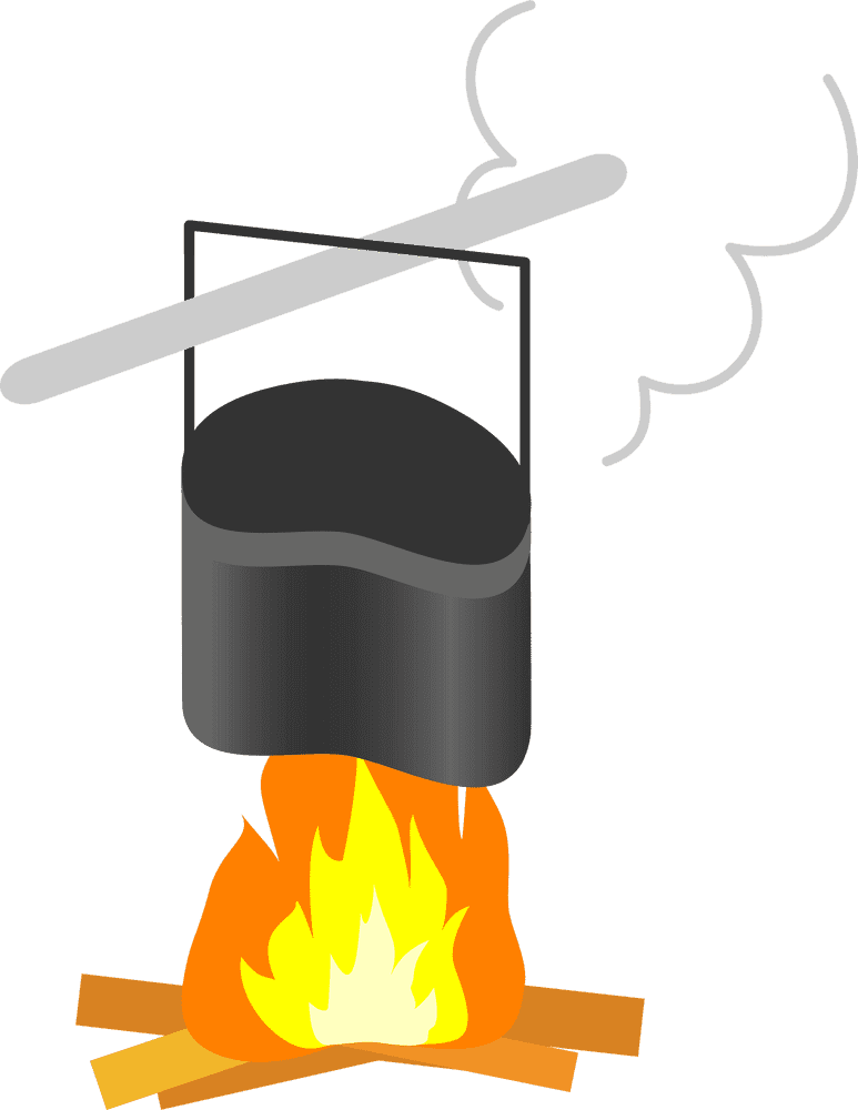 Campfire Cooking A Pot in the Flames PNG