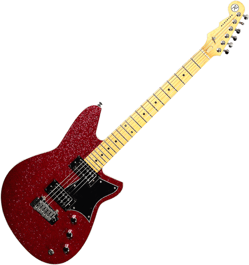 Sparkling Red Electric Guitar in Shimmering Finish PNG