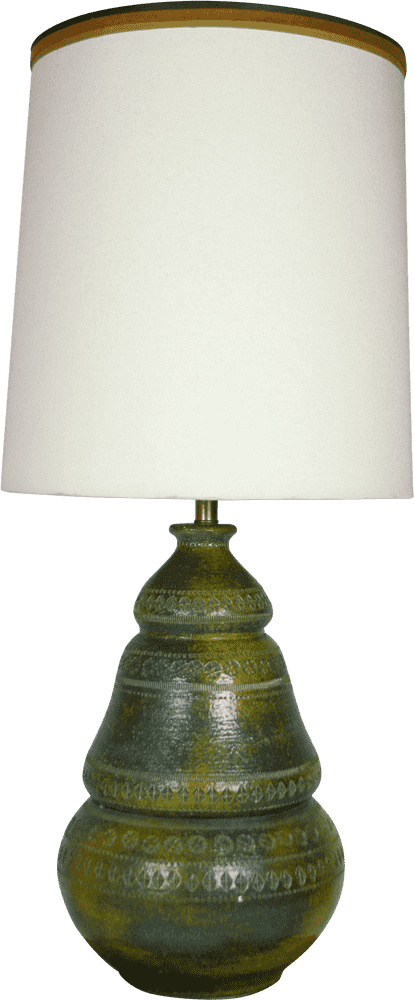 Elegant Green Oil Lamp with Classic Shade PNG