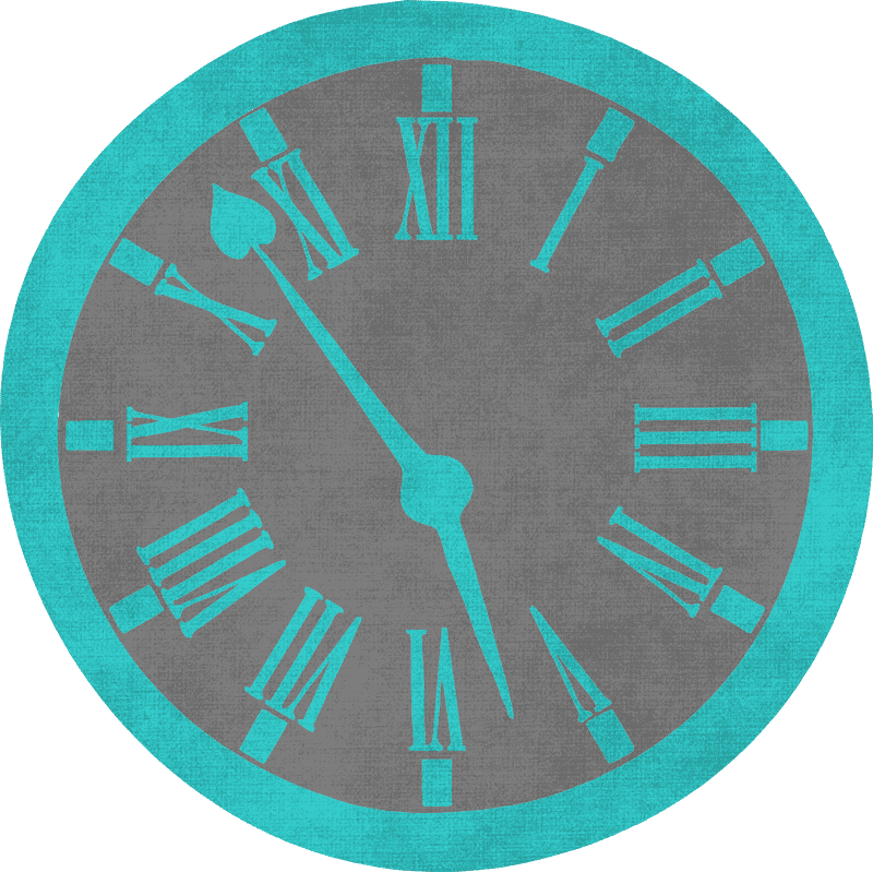 Glowing Aqua Retro Clock Design PNG