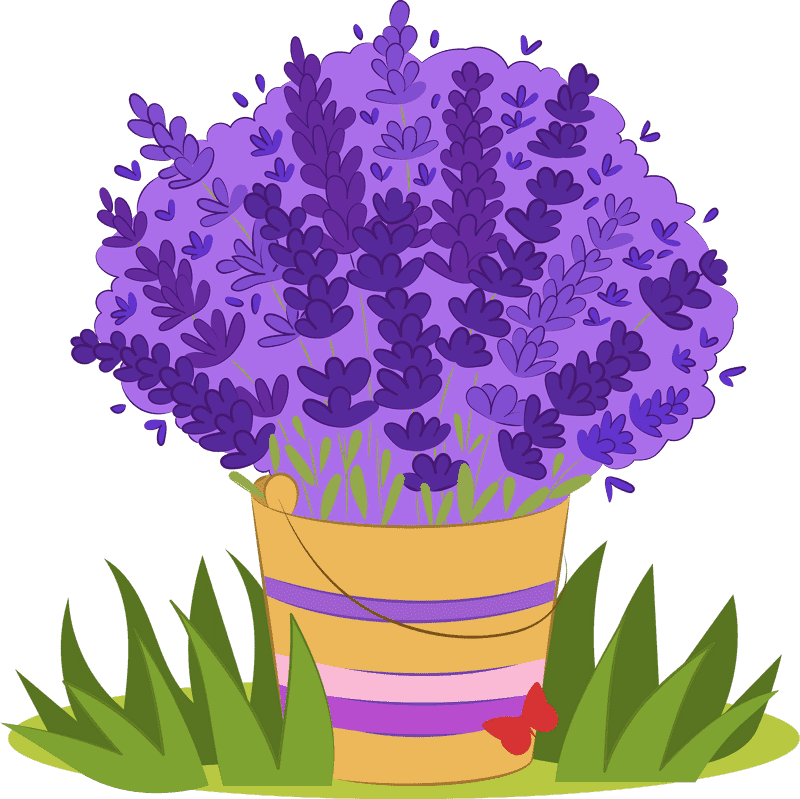 Charming Lavender Field Bouquet in a Basket PNG