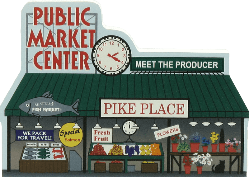 Pike Place Market Stall Fresh Produce and Flowers PNG