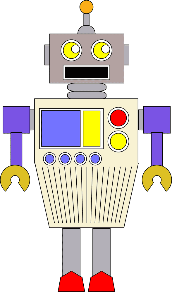Colorful Cartoon Robot Companion PNG
