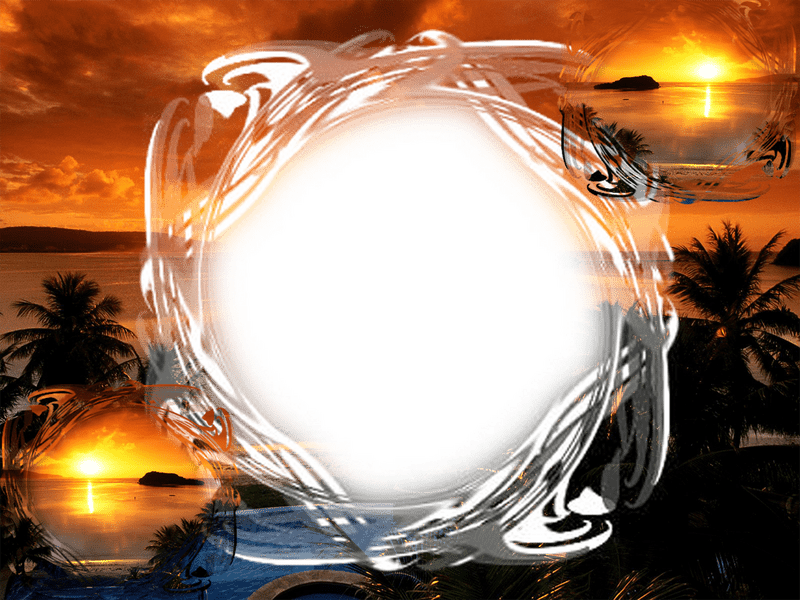 Serene Sunrise Over Tropical Paradise PNG