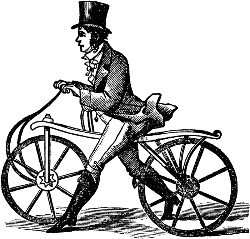 Victorian Era Bicycle Rider in Top Hat PNG