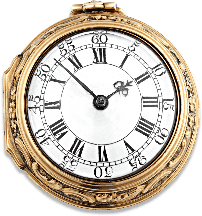 Elegant Vintage Pocket Watch with Roman Numerals PNG