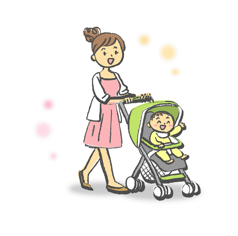Cheerful Moments with Baby Stroller Adventure PNG