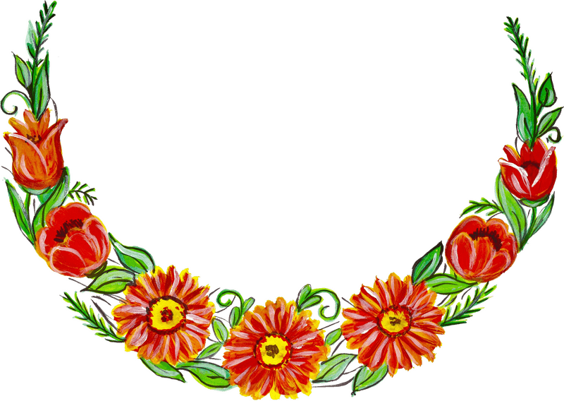 Vibrant Orange Flower Garland Design PNG