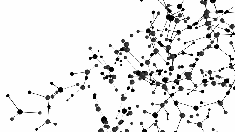 Abstract Network of Molecules in Black and White PNG