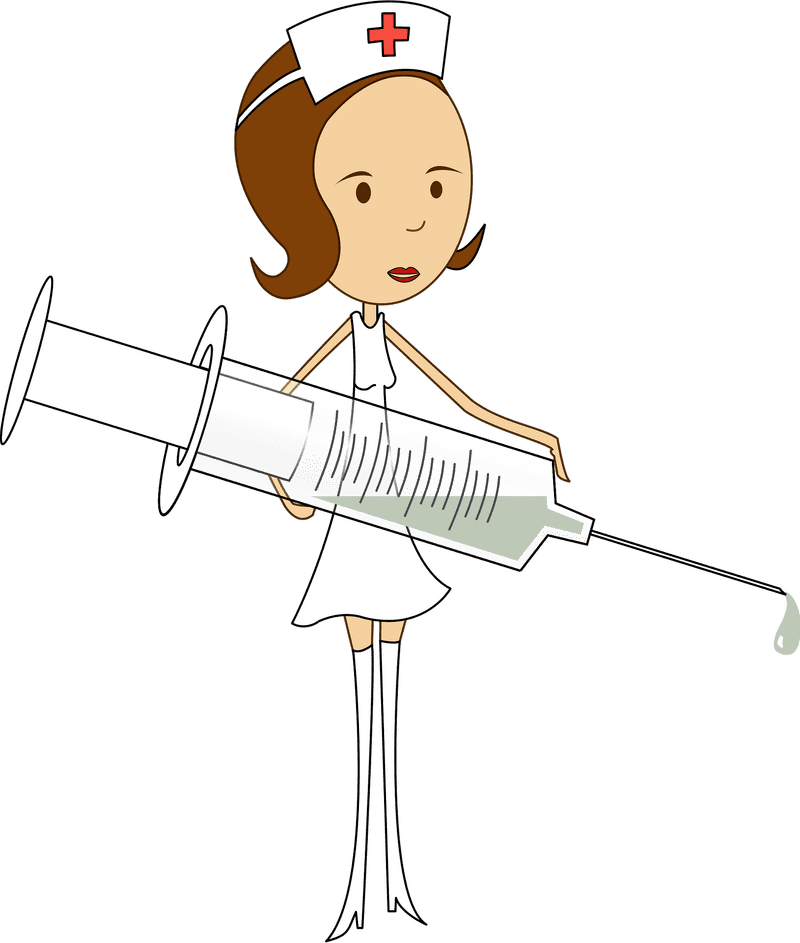 Nurse with a Syringe Ready for Action PNG
