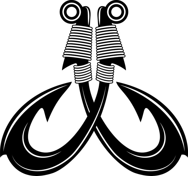 Intricate Double Fishing Hook Design PNG