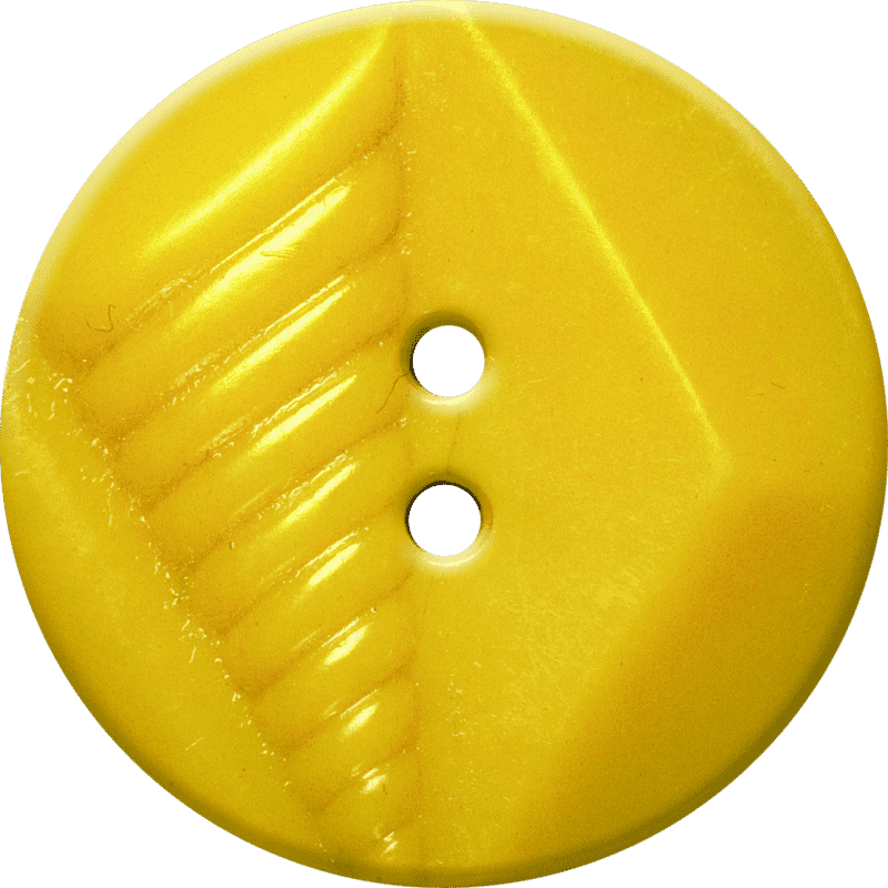 Textured Yellow Button with Two Holes PNG