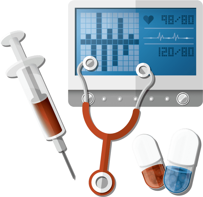 Stethoscope and Vital Signs Medical Toolkit PNG