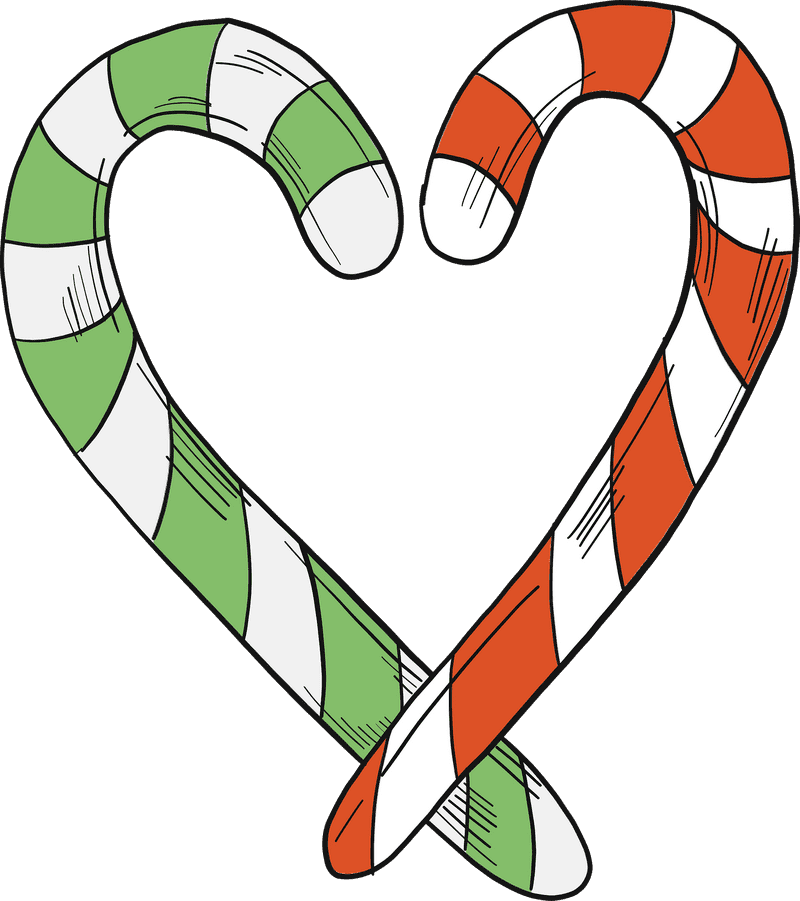 Sweet Love Candy Cane Heart Design PNG