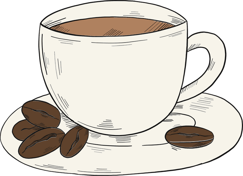 Elegant Coffee Cup with Roasted Beans PNG