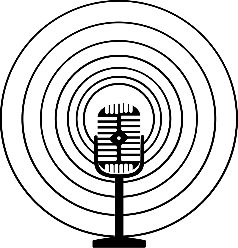 Classic Microphone with Sound Waves Background PNG