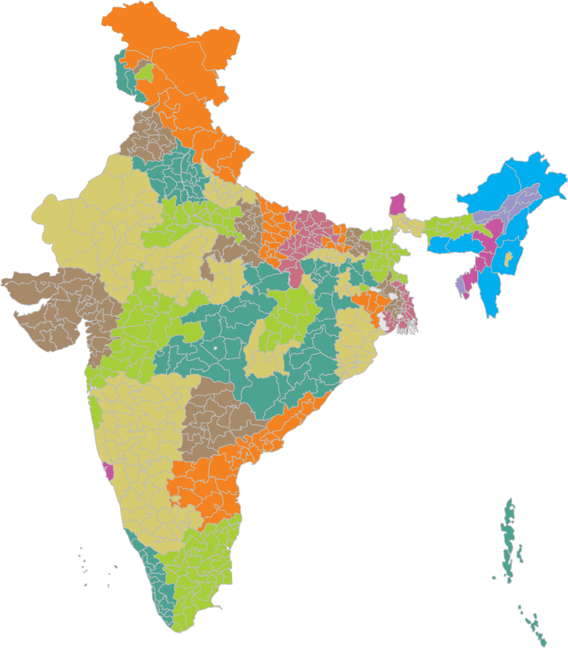 Colorful Administrative Map of India PNG