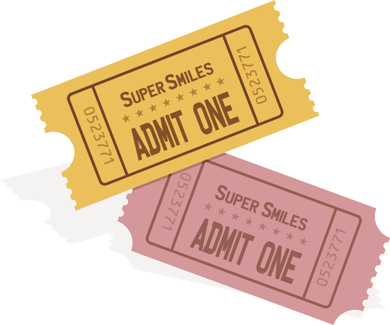 Colorful Cinema Ticket Duo for Admission PNG