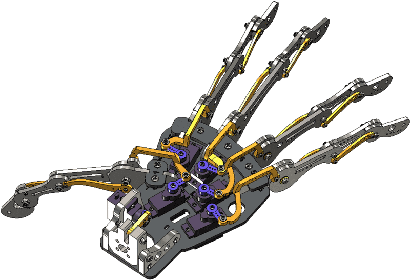 Articulated Robot Hand Mechanism PNG