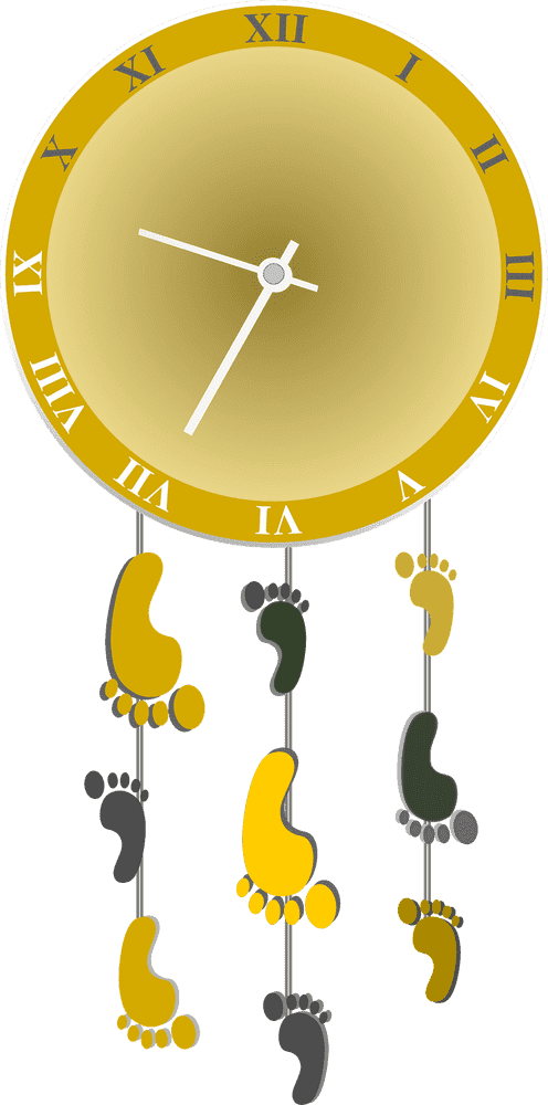 Clock with Footprints of Time PNG
