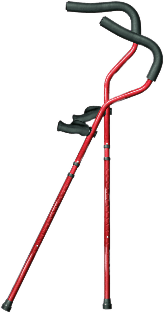 Ergonomic Red Walking Cane for Mobility Support PNG