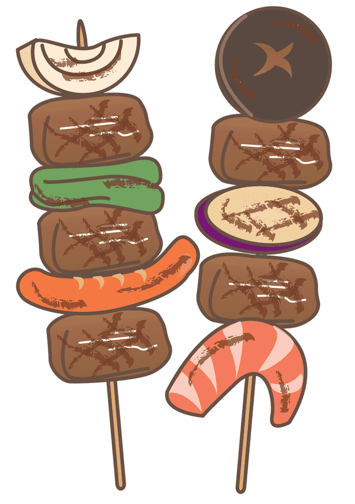 Colorful Kebab Skewers Delight PNG