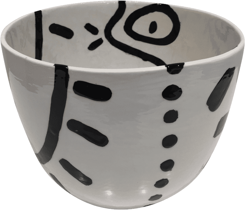 Artistic Pasta Bowl with Bold Patterns PNG