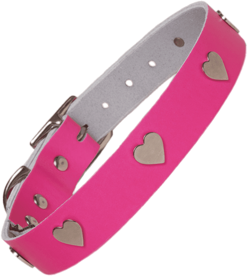 Charming Pink Pet Collar with Heart Accents PNG