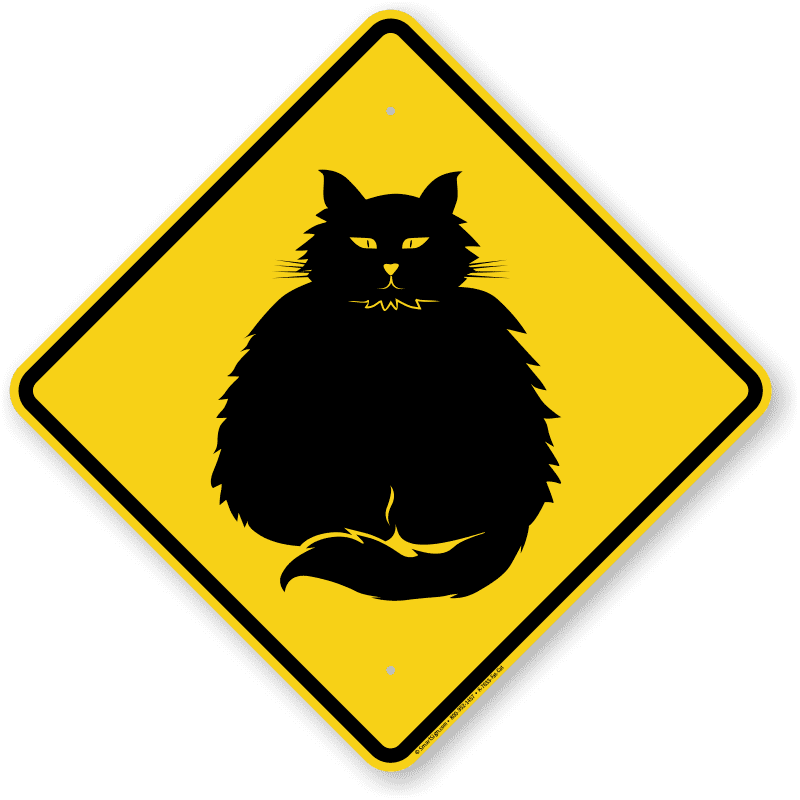 Caution Road Sign for Feline Crossing PNG