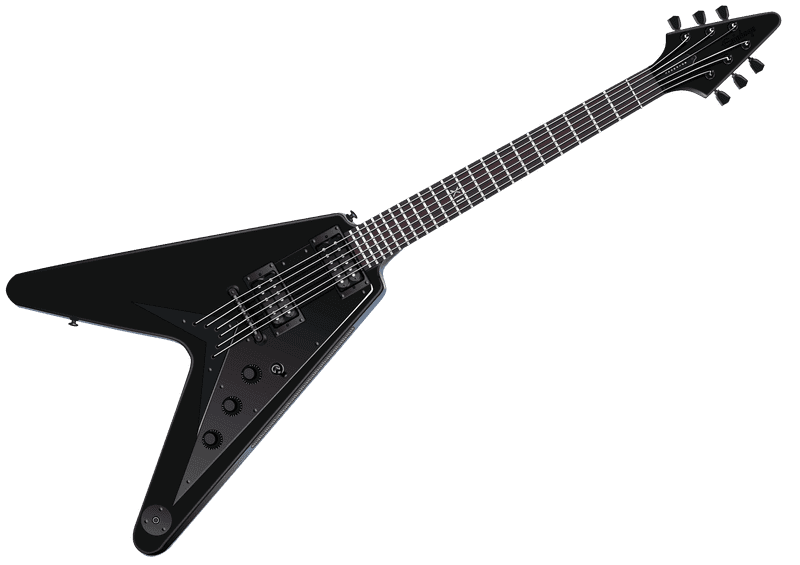Sleek Black Electric Guitar for Modern Rock Vibes PNG