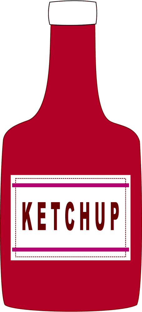 Classic Ketchup Bottle Design with Bold Label PNG