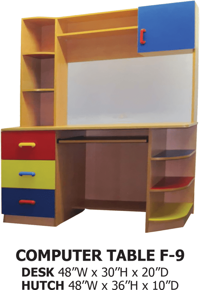 Colorful Office Desk with Shelving and Storage PNG