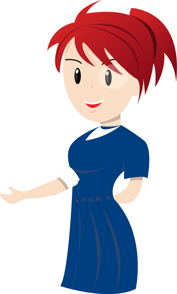 Creative Cartoon Teacher with Red Hair PNG