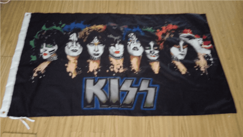 Colorful KISS Band Banner Design PNG