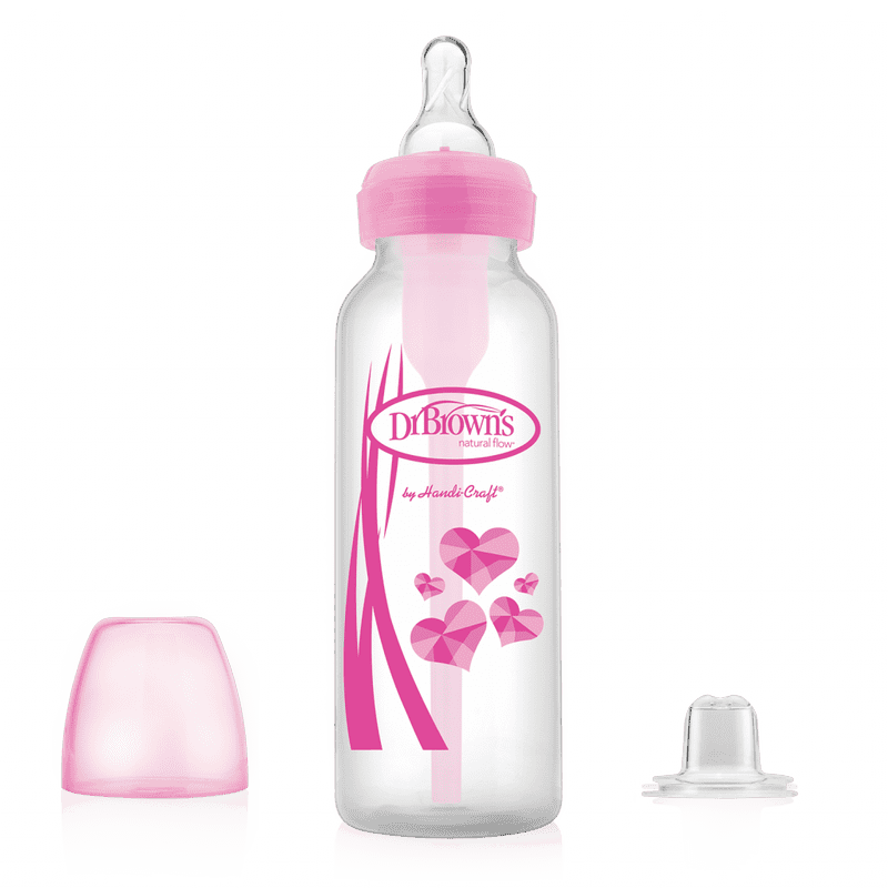 Dr Brown's Pink Hearts Baby Bottle PNG