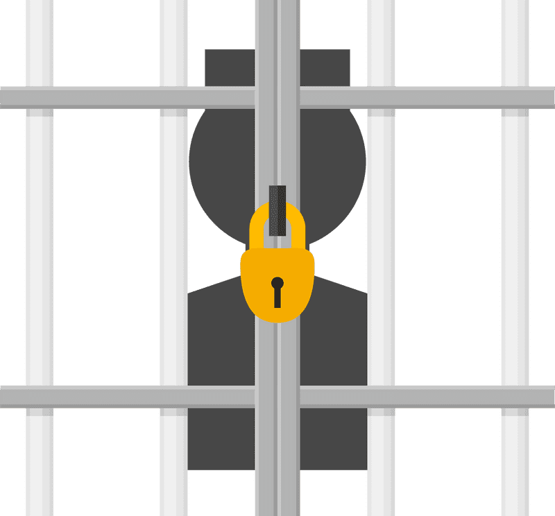 Prison Walls Behind Locked Bars PNG