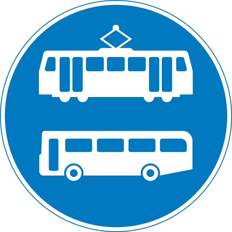 School Bus and Tramway Transport Sign PNG