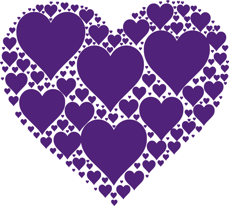 Whimsical Purple Heart Mosaic PNG