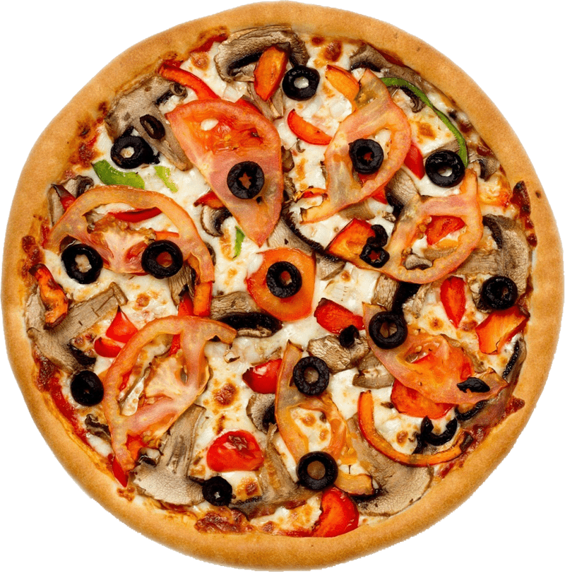 Presentation of a Delicious Veggie Pizza PNG